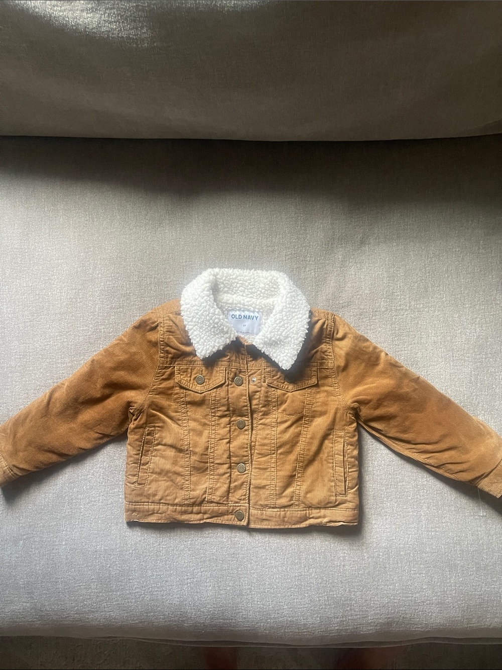 Old Navy Kids' Tan Corduroy Jacket with White Sherpa Collar